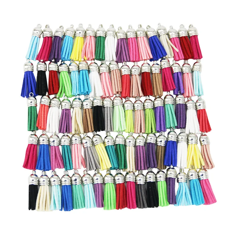 

(100 pieces/pack ) Tassel Vintage Leather Fringe for Purl Macrame DIY Jewelry Keychain Cellphone Straps Pendant