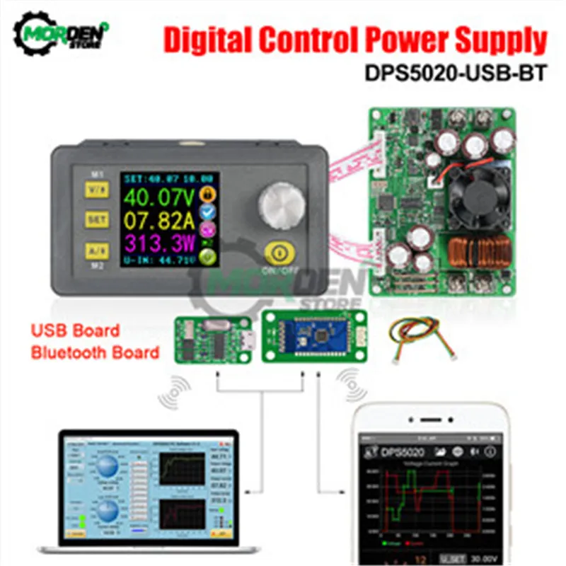 DPS5020 50V 20A Bluetooth USB Communication CV/CC DC-DC Step-Down Power Supply Buck Converter Module Voltage Regulator Voltmeter