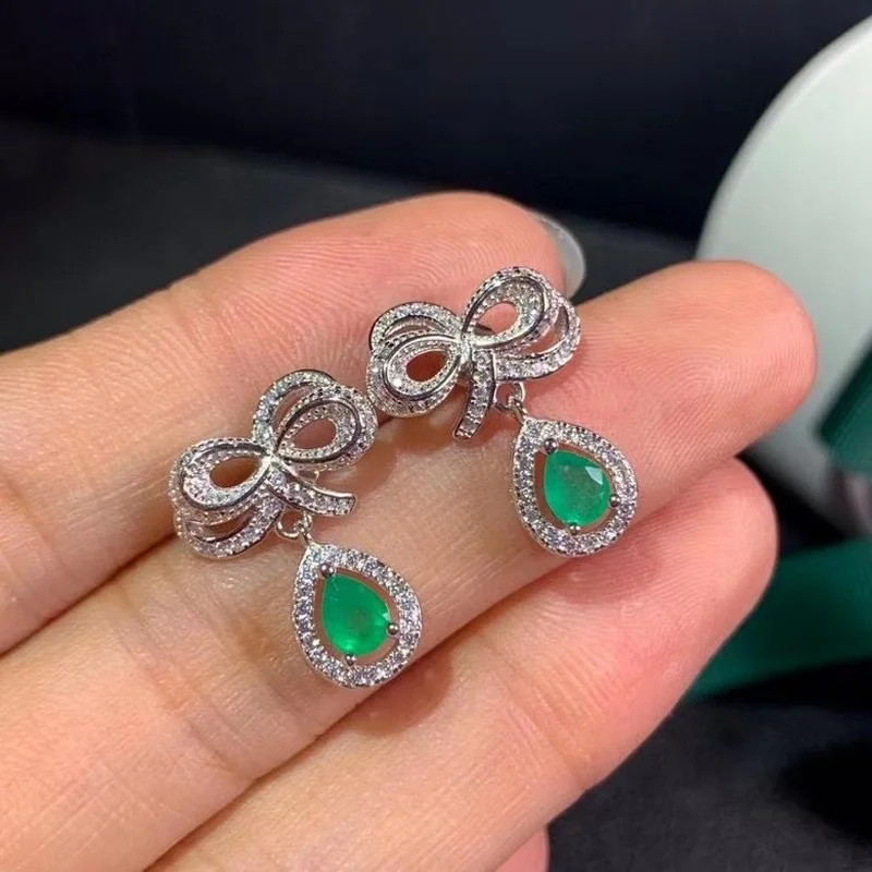 

Real Colombia Natural Green Emerald Earrings, S925 Sterling Silver Earrings, King of Gems 4*5mm