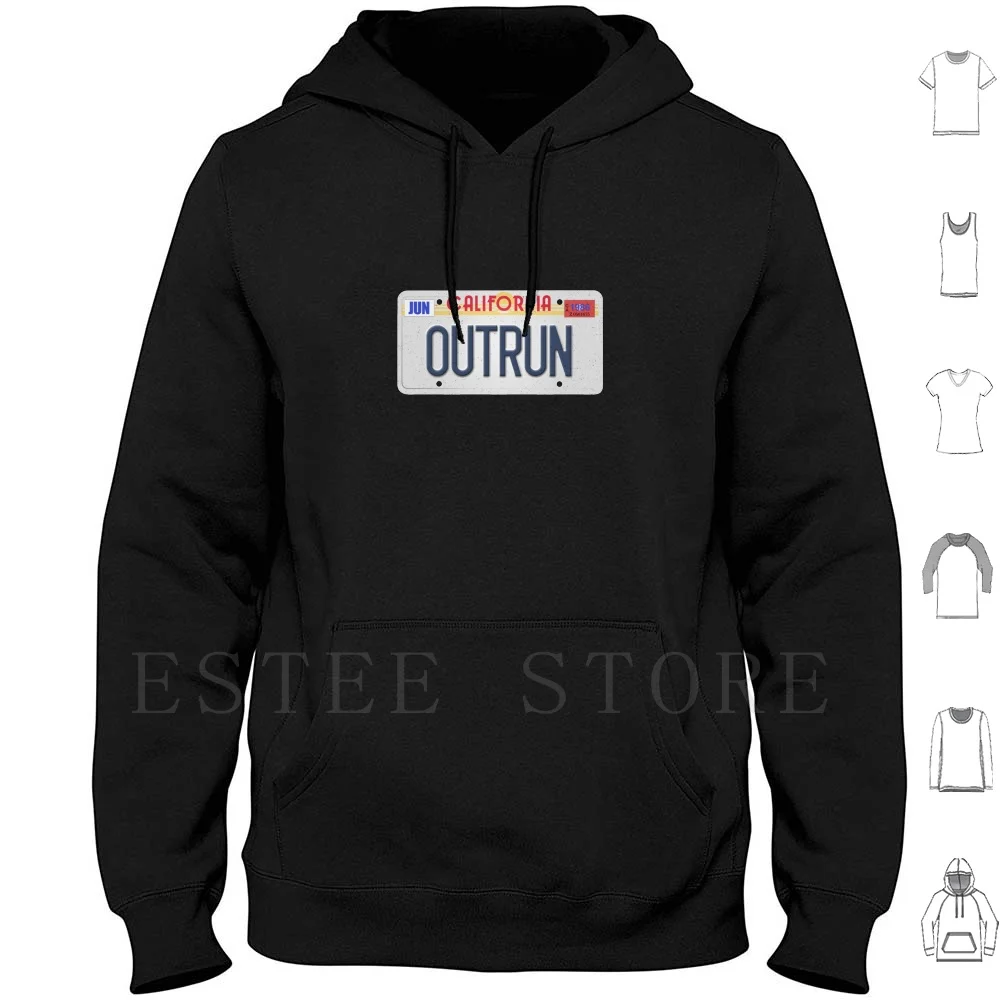 Out Run Classic Hoodies Long Sleeve Plate Out Run Classic Videogame Game Computers Amiga Commodore Spectrum Cars Retro