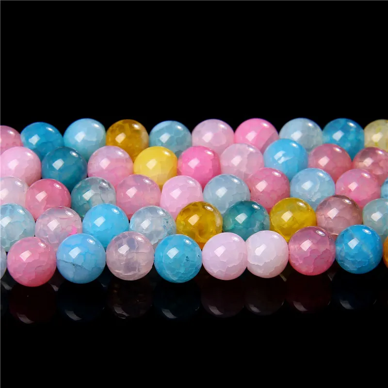 Fashion Trend Natural Agat Stone Bead Pink Morgan Fire Dragon Veins Agates Cracked Beads For Jewelry Making Bracelet Accessories