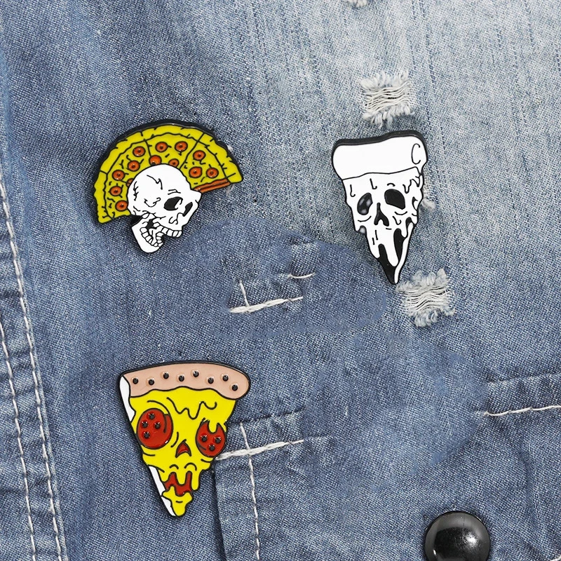 Fashion exquisite food pizza bone love badge jewelry series popular shirt backpack accessories jewelry
