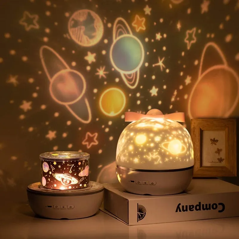 Lámpara de proyector colorida y luz nocturna 2 en 1, universo, cielo estrellado, lámpara LED giratoria, estrella intermitente, regalo para niños y