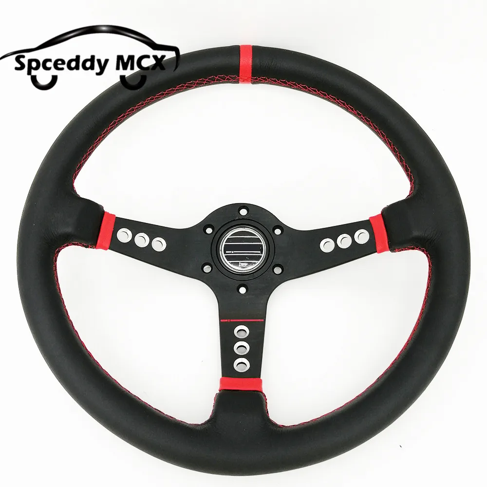 

Spceddy Personalized Car Sports Steering Wheel 350 mm 14 inch Racing Steering Wheel Leather Universal Red Black With Spar Logo