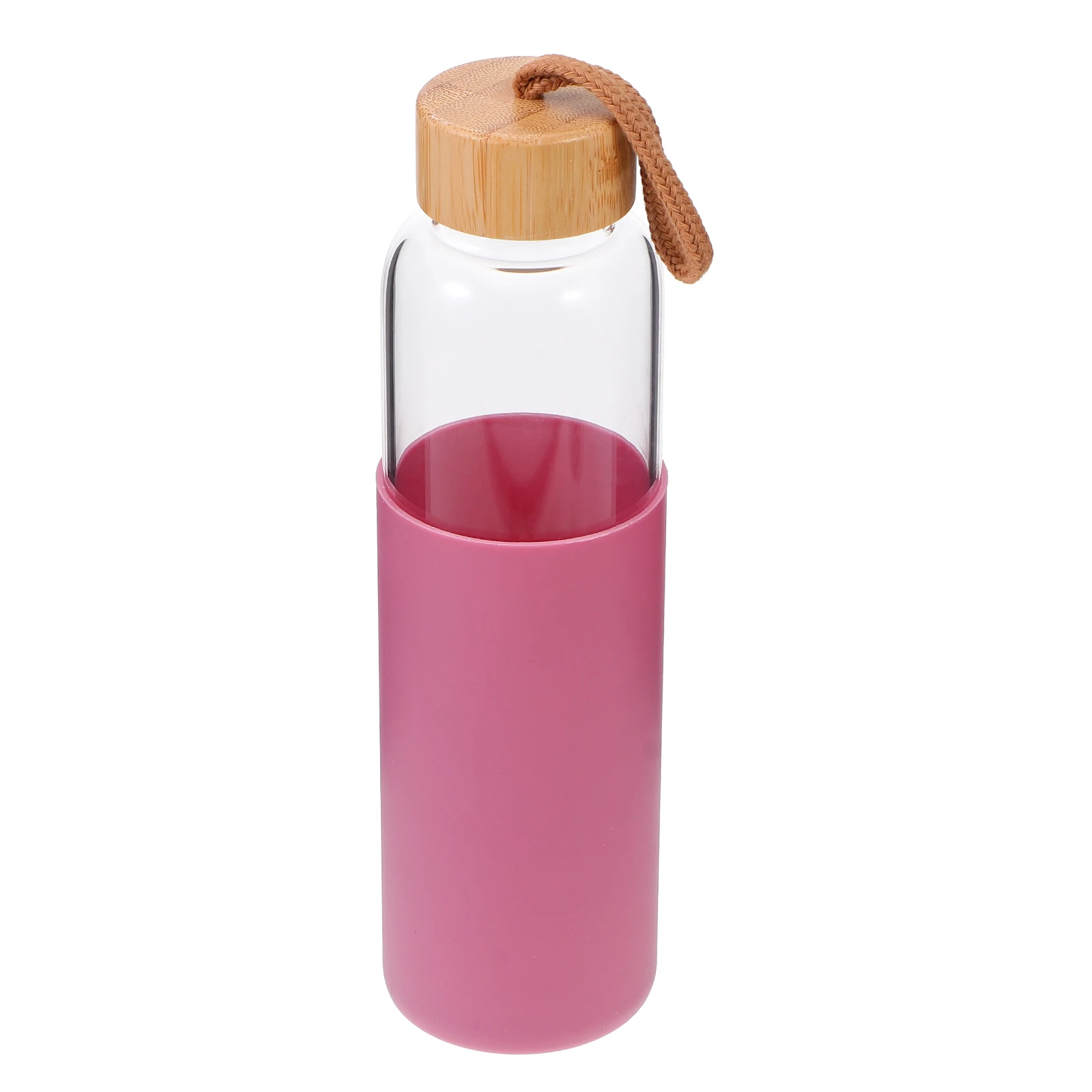 1pc Outdoor Glass Cup Mini Water Bottles Student Water Bottles Portable Water Cup Drinking Cup With Bamboo Cover