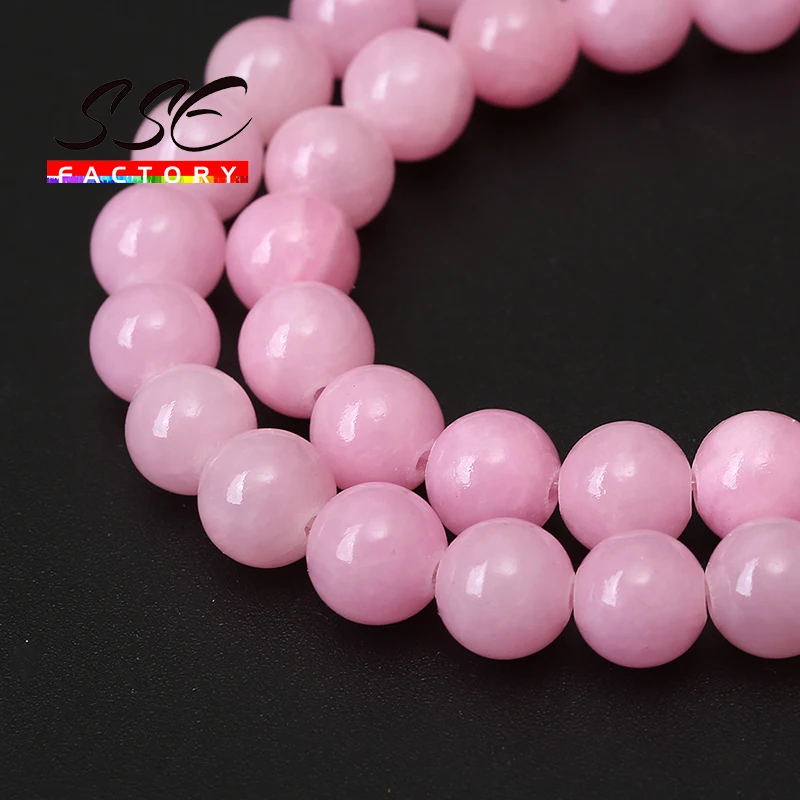 Cuentas de jade Rosa Natural, abalorios redondos de Calcedonia de piedra suelta para la fabricación de joyas, accesorios de collar de pulsera DIY de 15 ''4 6 8 10 mm