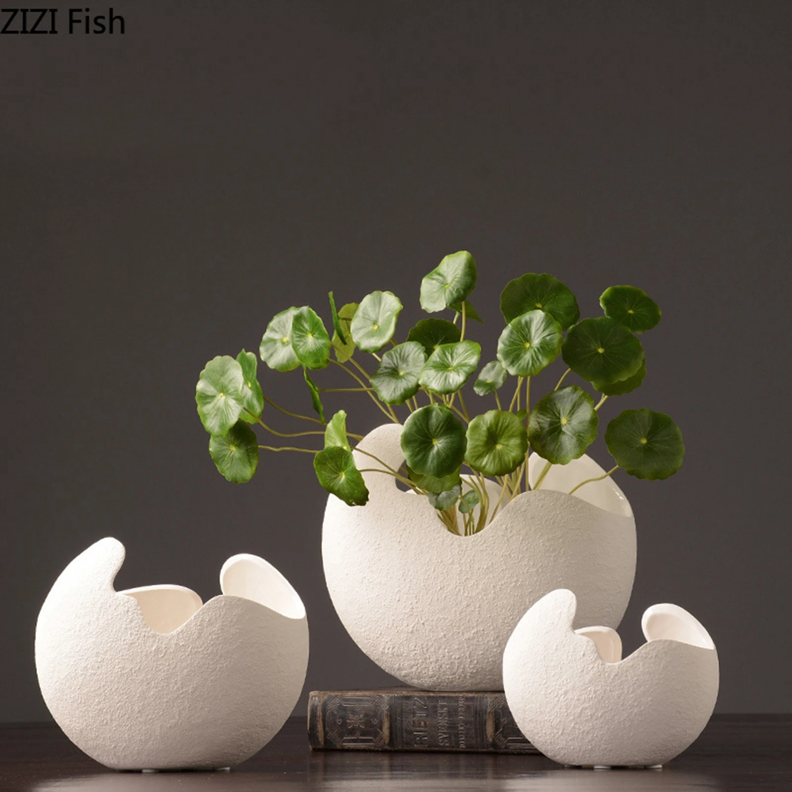 Imitation Eggshell Vase Creative Flower Ceramic vase Chinese crafts Porcelain Hydroponic Flower Pots Living Room Art Decoration