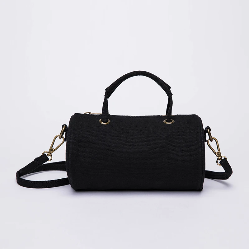 Saco do mensageiro das mulheres bolsa de ombro casual bolsa de lona feminino portátil menina cilindro pequeno saco