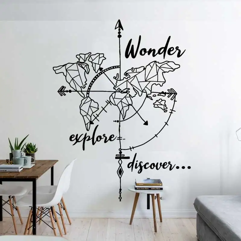 

Map Compass Wall Sticker Nautical Home Bedroom Travel Agency Living Room Home Fashion Decoration Vinyl Decal Mural T10