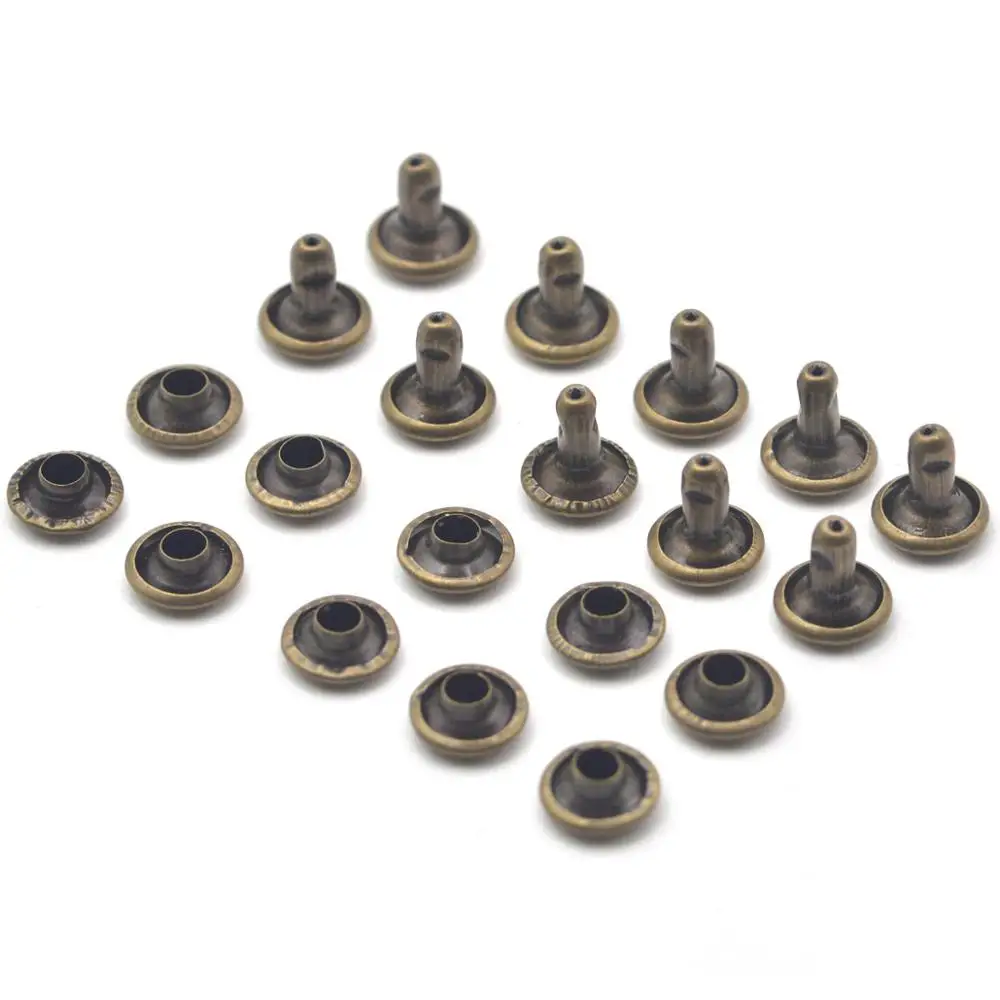 100pcs Brass Material Round Double Cap Rivets Stud Punk Collision Rock Leathercraft Shoe Bag Belt Garment Bracelet Accessories