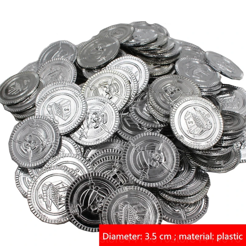 100Pcs Pirate Plastic Gold Coin Game Denomination Coin Gems Children's Party Supplies Halloween Decor Children's Toys 2019 66