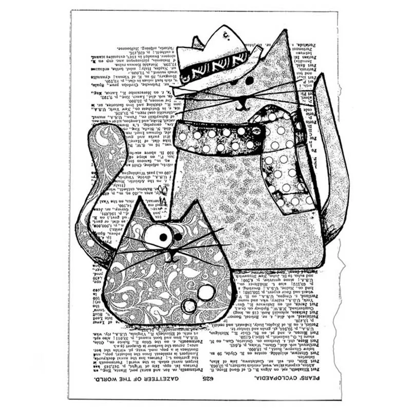 

Cool Cats with A Hat Transparent Clear Stamp Diy Silicone Seals Scrapbook / Card Making Animal Cats Photo Album Decoration Stamp