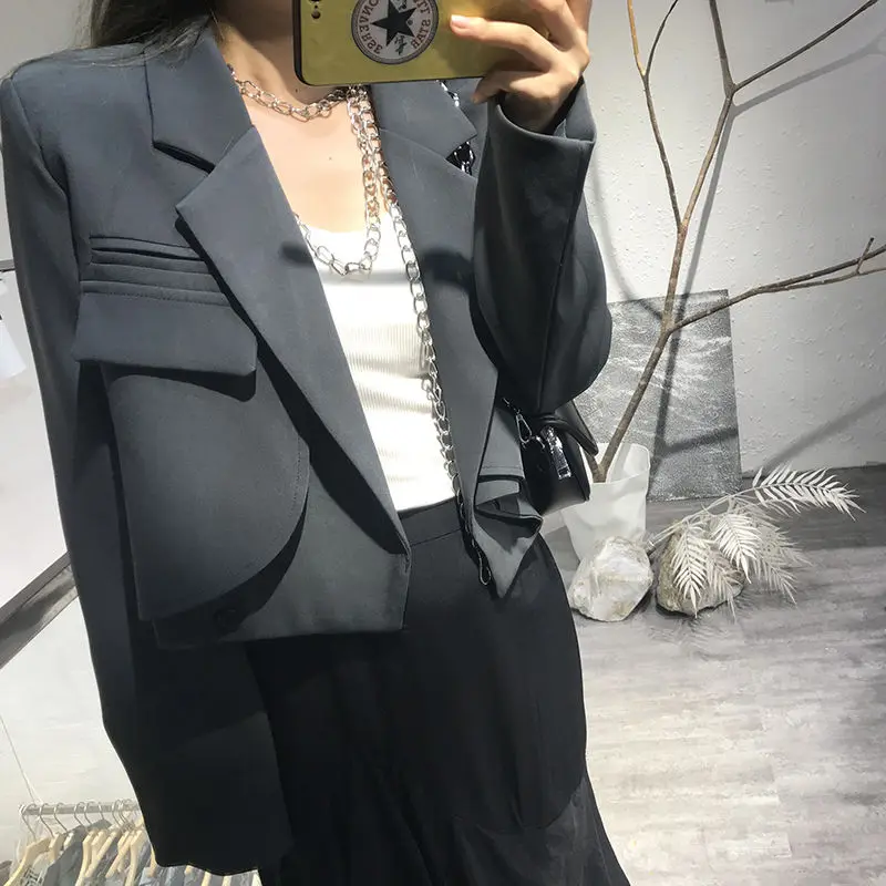 Blazer Women Spring Office Ladies All-match Leisure Trendy Single Breasted New Pockets Ulzzang Elegant Vintage Outwear Clothing