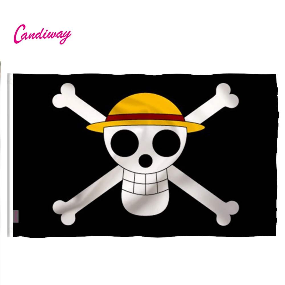 Wave 90*60CM straw hat pirates trumpet banner of custom props COSPLAY animation around wholesale pirates flag  NN127