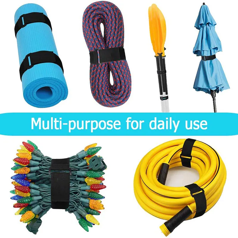 5Pcs Reusable Elastic Hook Loop Tie Down Elastic Band Fastener Straps Nylon Multipurpose Adjustable Cord Wraps Cables Organizing