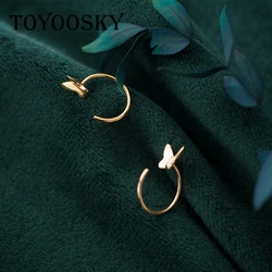 100% 925 Sterling Silver Prevent Allergy Butterfly Stud Earrings for Women Girls Jewelry Accessories