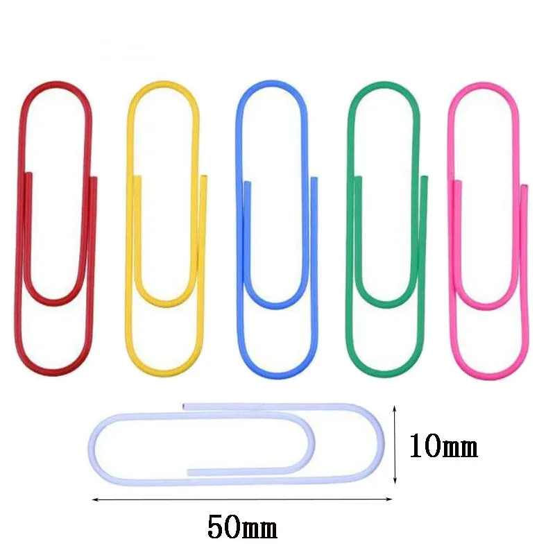 50/100 stuks 50mm grote kleur plastic gecoate paperclip cartoon paperclip spinacze biurowe