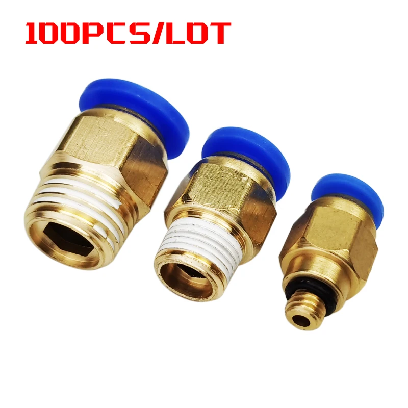 

100PCS PC Pneumatic Air Fitting 12mm 10mm 8mm 6mm 4mm Hose Male Thread BSP 1/4 " 1/2" 1/8 "3/8" Air Nipple Brass Quick Coupling