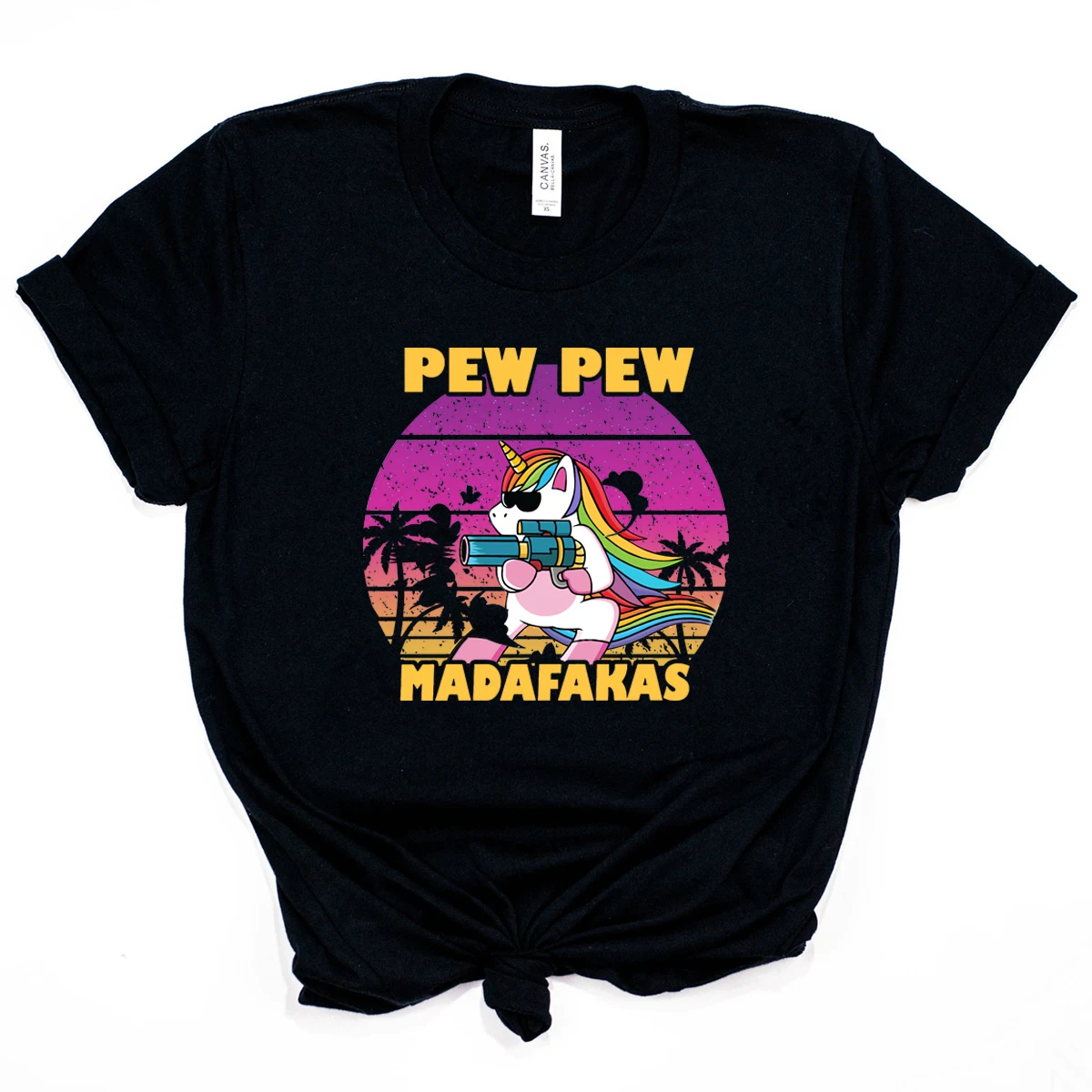 Pew Pew Madafakas T-Shirt Funny Unicorn In Glasses Shooting Shirt Cool Unicorn Pew Pew Shirts Vintage Aesthetic Tees