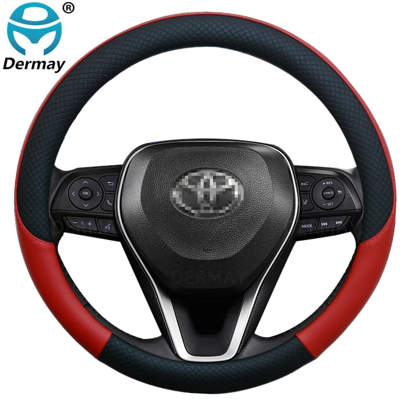 for Toyota Corolla Allion Levin GT Corolla Cross Car Steering Wheel Cover Leather Anti-slip 100% DERMAY Brand Auto Accessories