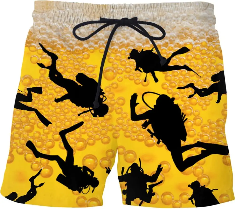 Beer Bubble Full Printed Mens Shorts Unisex Streetwear Elastic Waist Shorts Summer Beach Harajuku Casual Shorts Have belt