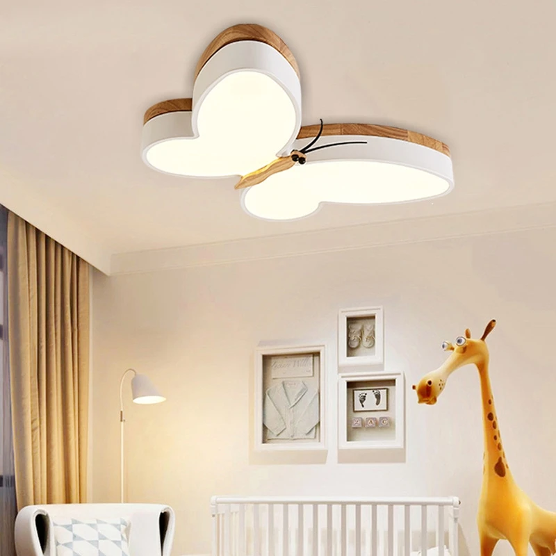 Cartoon butterfly led ceiling lights children's room bedroom Nordic living room Macaron color ceiling lamps study deco fixtures