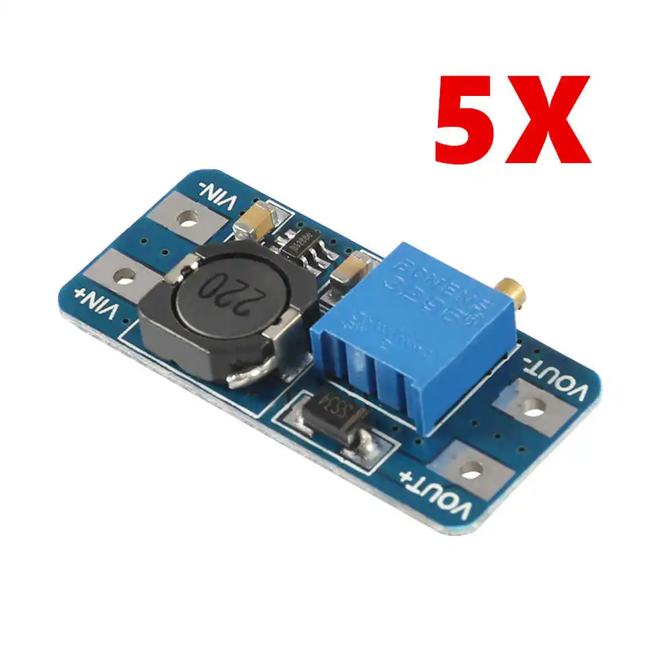 5PCS MT3608 DC-DC Step Up Converter Booster Power Supply Module Boost Step-up Board MAX output 28V 2A