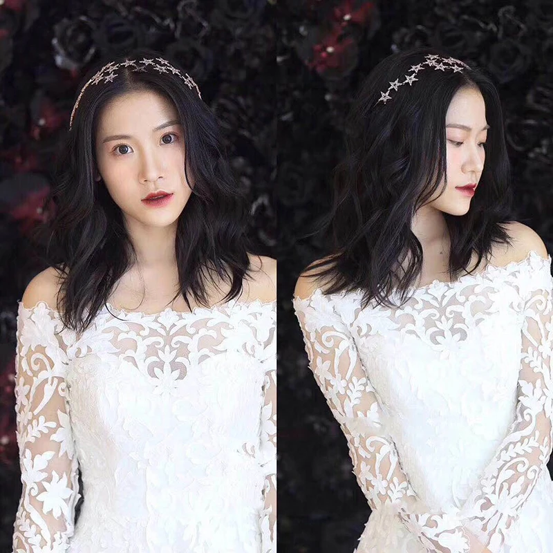 HIMSTORY Star Hairbands Bride Tiaras and Crowns Shinny Crystal  Wedding Hair Accessories Hair Jewelry Tiara