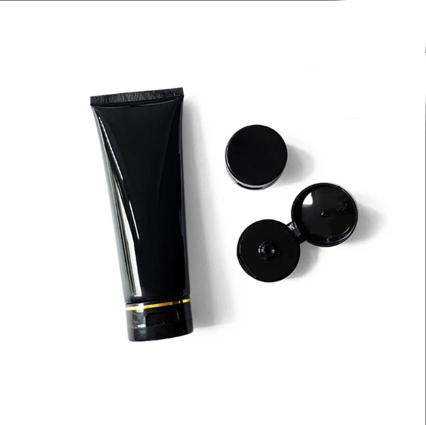 100ml shiny black soft tube flip lid hand facial cleaning cream/ butter/ medicine lotion emulsion serum plastic cosmetic hose