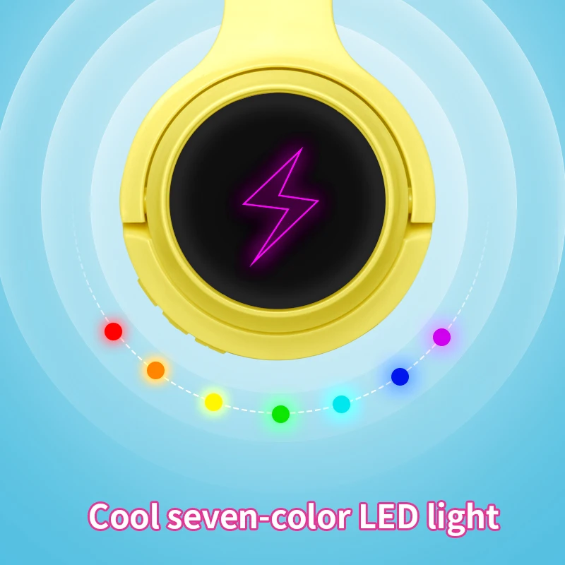 Dễ Thương Cho Trẻ Em Tai Nghe Bluetooth 5.0 7 Màu LED Hỗ Trợ Thẻ SD Cáp Âm Thanh Tai Nghe Cho Bé Trai Bé Gái Tặng Trẻ Em