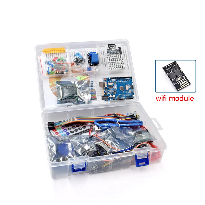 Dengan kotak ritel RFID Starter Kit untuk Arduino Uno R3 - Uno R3 /Breadboard dan holder Step Motor / Servo /1602 LCD/kawat jumper