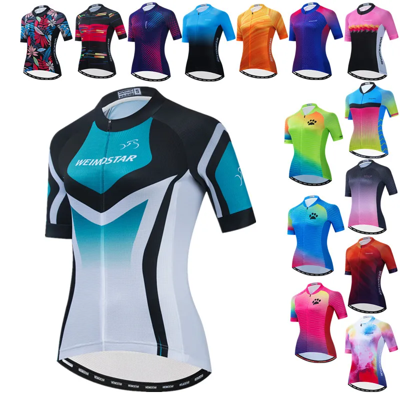 Weimostar Women\'s Cycling Jersey Short Sleeve Mountain Bike Clothing Summer MTB Bicycle Jersey Top Breathable Bike Shirt Maillot