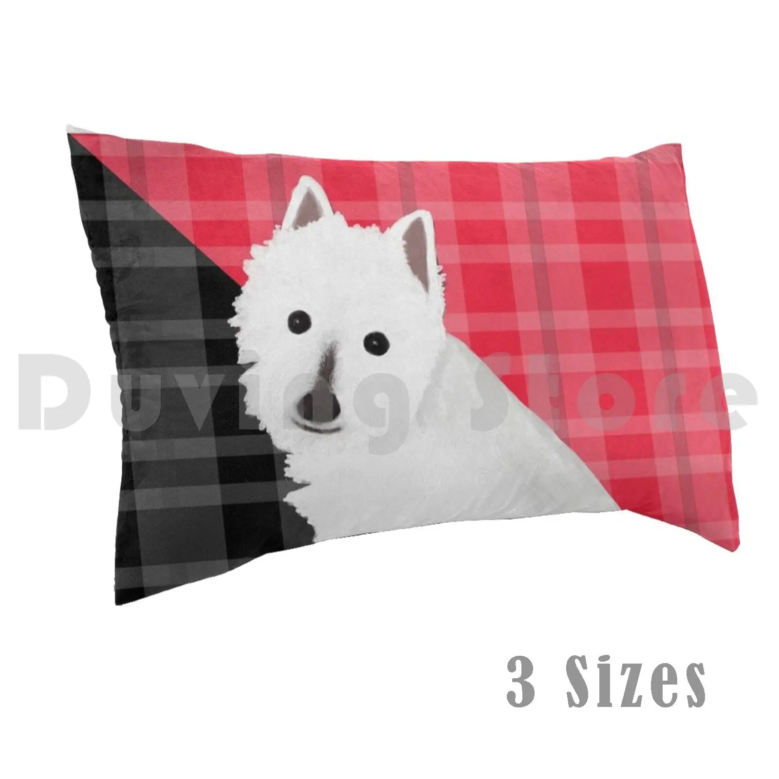 Pillow Case Fiona The Westie With Red And Black Plaid 811 Westie West Highland White Terrier