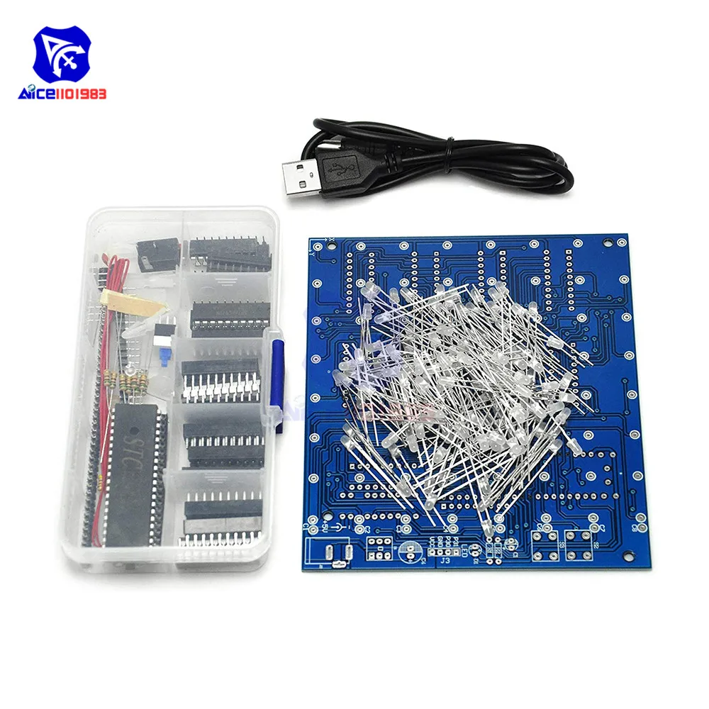 Diymore 4 لون متاح 8x8x8 ثلاثية الأبعاد LED مكعب ضوء لتقوم بها بنفسك عدة تربيع LED للألعاب الإلكترونية تعلم دعوى أحمر أزرق أخضر أصفر LED