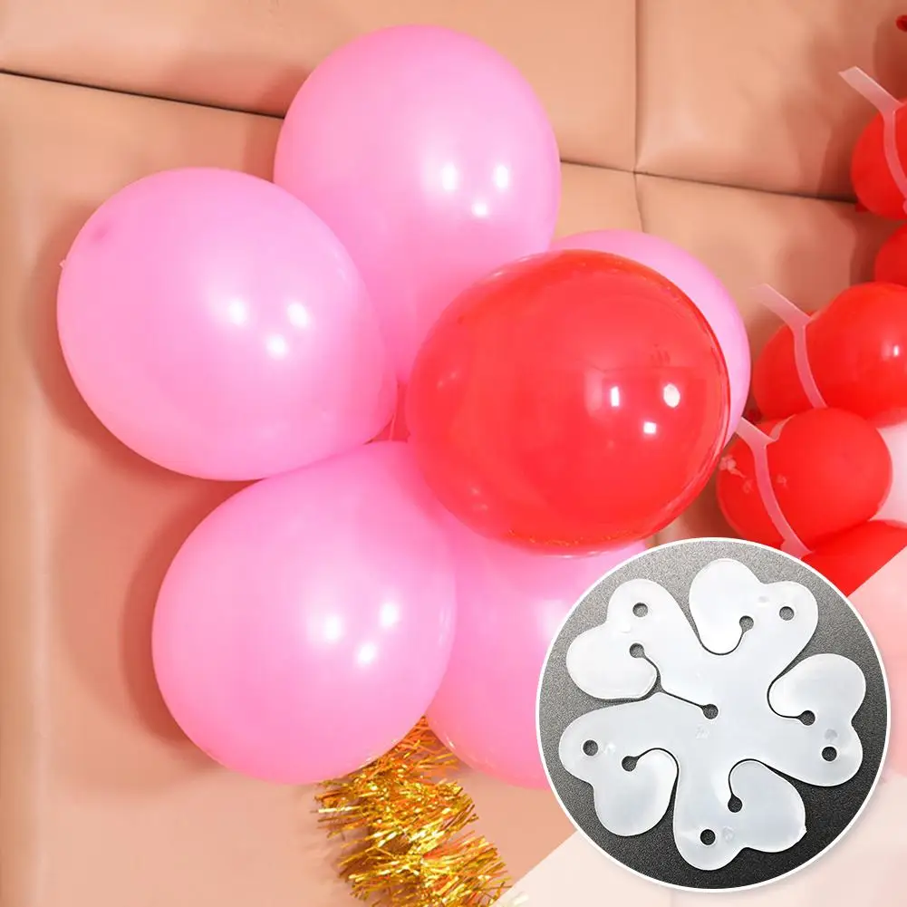 10PCS 5 In 1 Plum Blossom Shaped Balloon Clip Flower Shape Clip Balloon Plum Blossom Clip Holder Birthday Party Wedding Decora