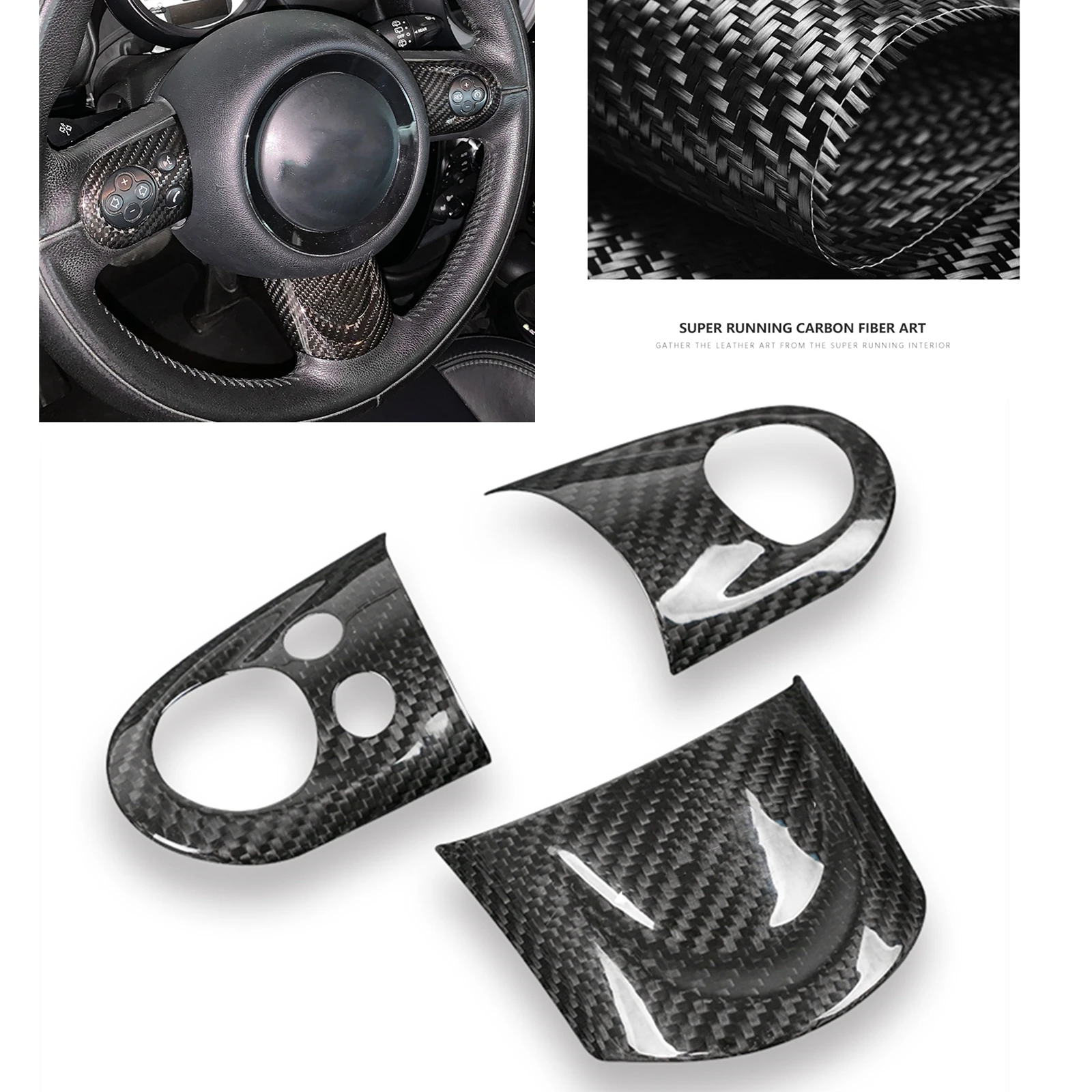 

For Mini Cooper R55 R56 R57 R58 R59 R60 R61 Carbon Fiber Car Gear Steering Wheel Panel Cover Trim Interior Decorative Frame