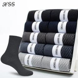 HSS – Chaussettes en fibre de bambou pour homme, 10 paires/lot, nouvelles, classiques, longues, pour affaires, pour cadeau d'hiver, grande taille, EUR 39 — 45