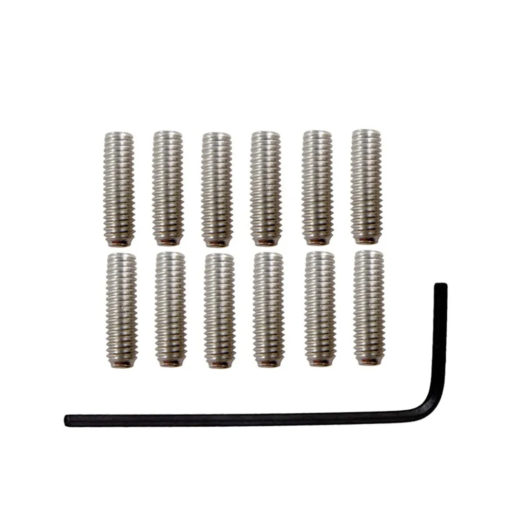 12 Pcs Electric Bass Bridge Tailpiece Saddle Height Adjustment Screws With Hexagon Wrench For Electric Guitar Parts