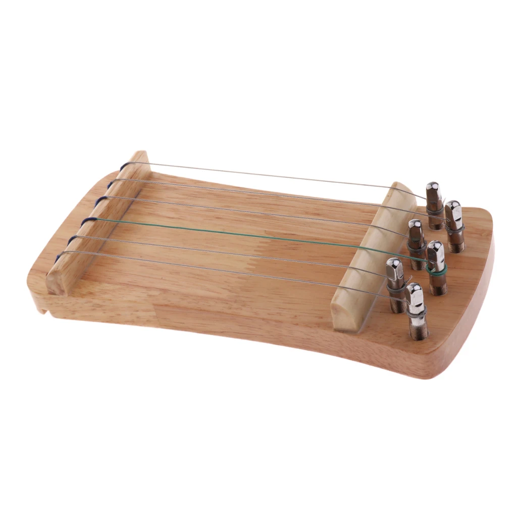 Tooyful Exquisite Solid Wood Mini 6 String Guzheng Chinese Zither Hand Trainer Gu Zheng Finger-training Exerciser