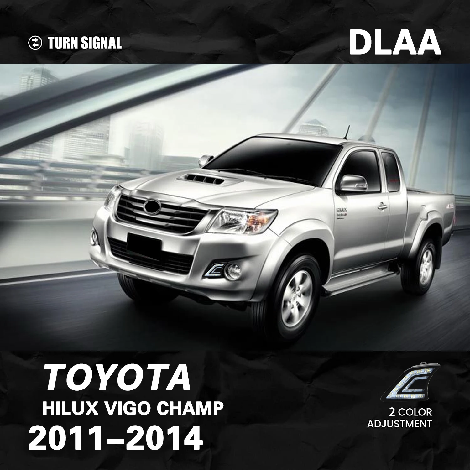 DLAA أضواء الضباب الأمامية ل هايلكس فيجو تشامب 2011-2014 تصفيف السيارة بقعة مصابيح الضباب الخفيفة مع التبديل 1 زوج #4