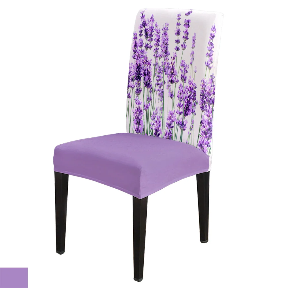 

Lavender Plant Flowers Office Chair Cover Spandex Chair Cover Elastic Printing Home Hotel Wedding Dining Chair Covers