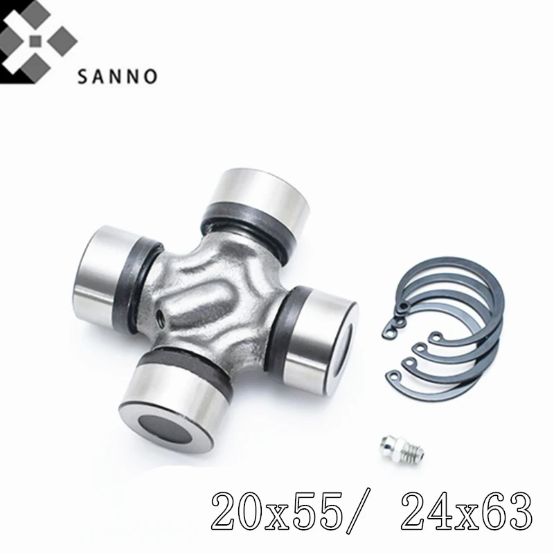 

2pcs Universal Joint With Bearing 20 X55 / 24X63 Precision Auto Parts Cross Bearing Thermostable Cardan Bearings