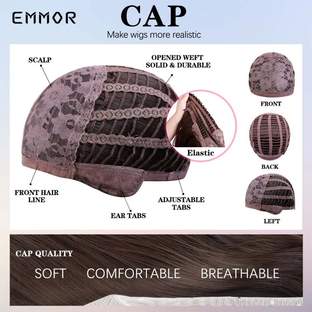 Emmor-긴 웨이브 합성 가발 (앞머리 포함), 옴브레 블론드 플래티넘 가발, 여성용, 데일리 파티용, 내열성 섬유 헤어 가발