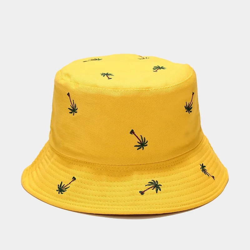 LDSLYJR Cotton Tree Embroidery Bucket Hat Fisherman Hat Outdoor Travel Sun Cap Hats for Men and Women 279