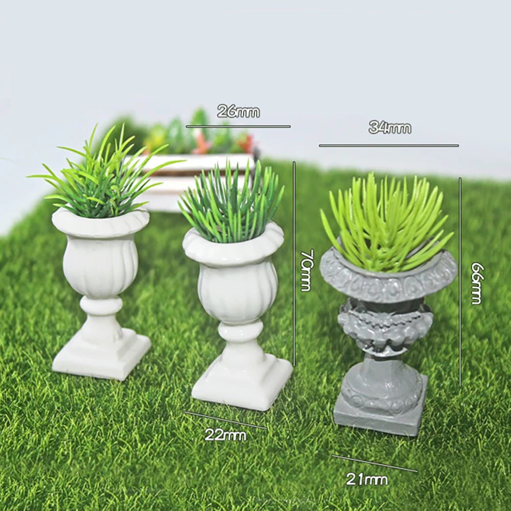 1/12 Dollhouse Miniature Accessories Mini Roman Column Flower Pot Simulation Furniture  Model Toys for Doll House Decoration