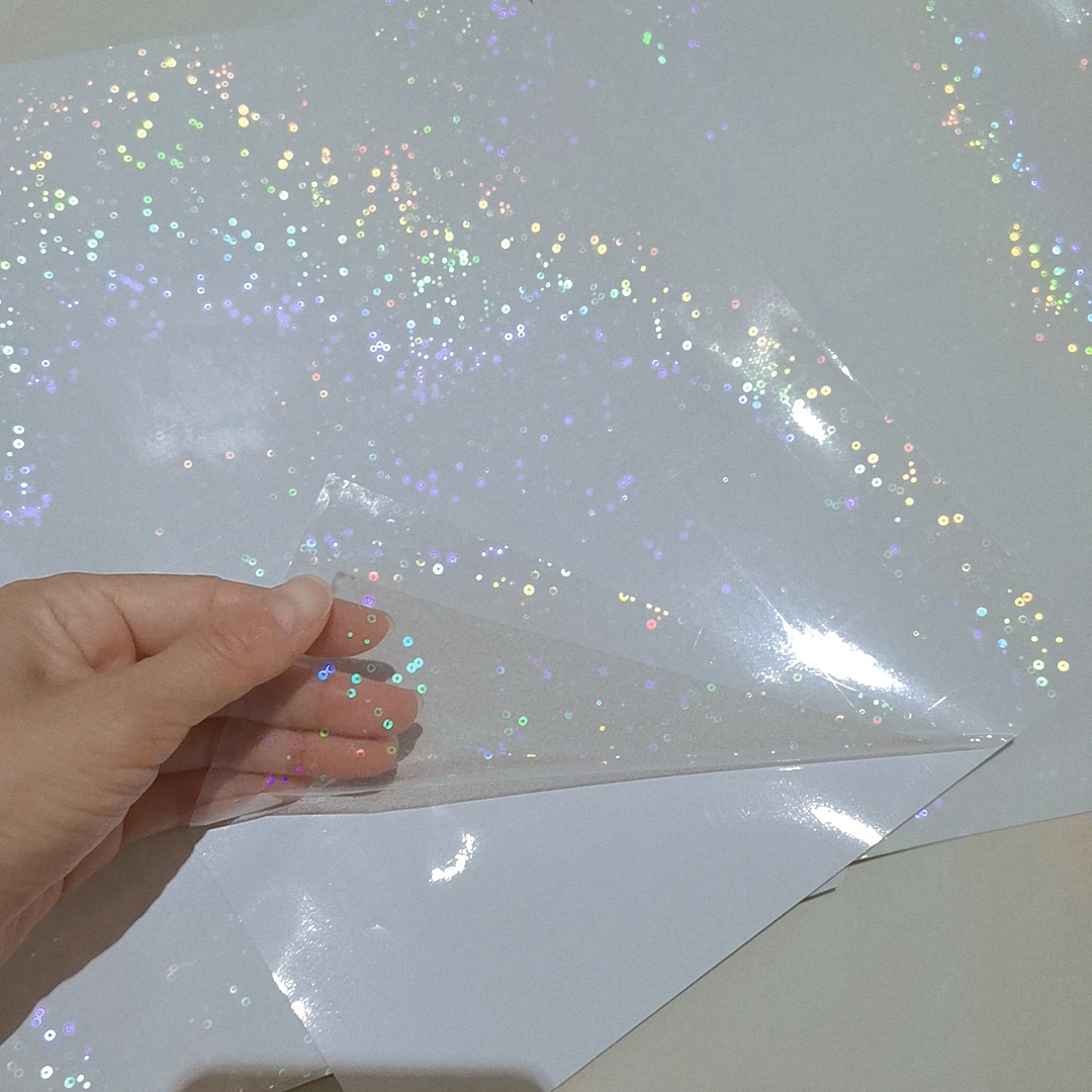 Imagem -06 - Fita Adesiva Metálica Holográfica Laminação a Frio em Papel 50 Folhas 210x297 mm Faça Você Mesmo Cartão de Cores do Pacote