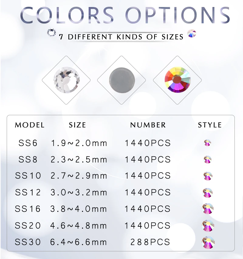 QIAO SS6-SS30 Fluoreszenz-Strasssteine ohne Hotfix, Flache Rückseite für Nägel, DIY-Perlen, Strass-Nageldekorationen, Zubehör – Detail 3