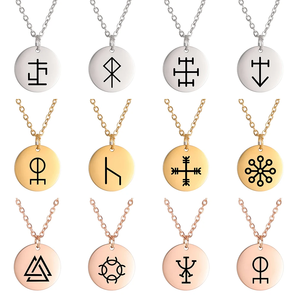 Dawapara Vintage Talisman Halskette Kleiner Charm Odin Symbol Edelstahl Anhänger Halskette Glücksbringer Amulett – Detail 4