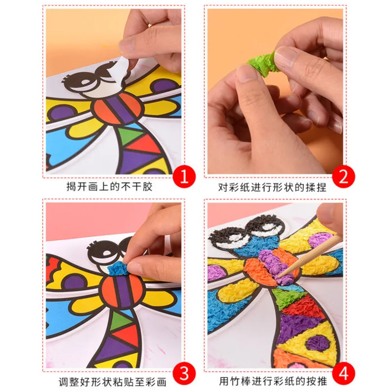 8Pcs/Set DIY Cartoon Paper Crafts Educational Toys For Children Handmade Handicraft Kindergarten Funny Arts And Kids Craft Gifts