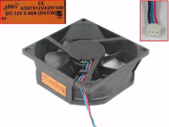 

ADDA AD07512UX257300 DC 12V 0.46A 75x75x25mm 3-wire Server Cooling Fan